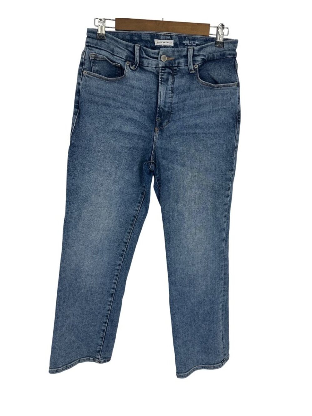 Good American Women's Good Petite Straight Jeans Mid Rise Size10/30